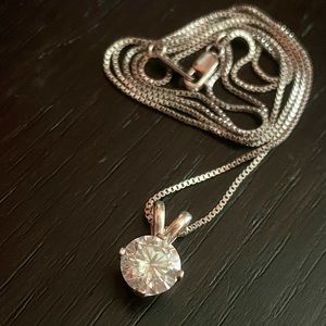 2ct D, VVS1 Moissanite Pendant w/ chain